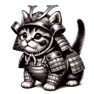 Adorable Samurai Cat In Armor, Cute Design