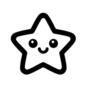 Adorable Star With Cute, Rounded Edges And A Happy Face