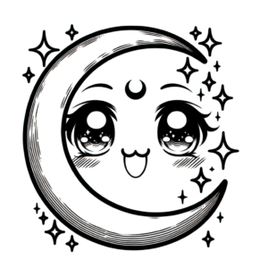 Anime Crescent Moon With Kawaii Face
