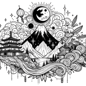 Anime Mountain With Whimsical Elements