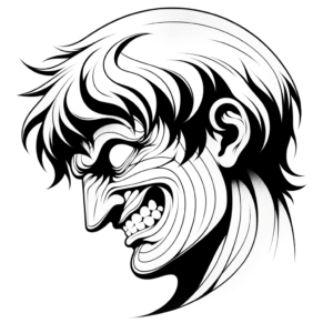 Anime Sisyphus With Exaggerated Expressions