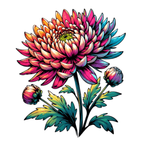 Anime-Style Chrysanthemum With Vibrant Colors