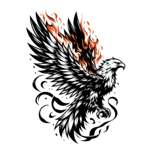 Anime-Style Eagle With Fiery Wings