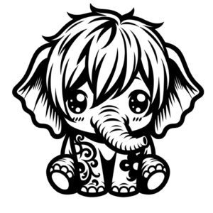 Anime-Style Elephant With Kawaii Features