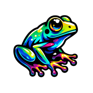 Anime-Style Frog With Bright Colors