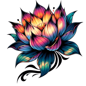 Anime-Style Lotus Flower With Vibrant Colors