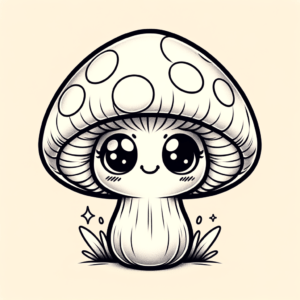 Anime-Style Mushroom With Exaggerated Features