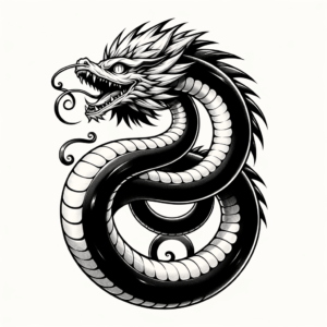 Anime-Style Ouroboros With Exaggerated Features