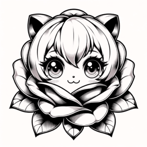 Anime-Style Rose With Big Eyes