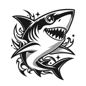Anime-Style Shark Tattoo With Bold, Dynamic Features