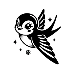 Anime-Style Swallow With Cute Expression