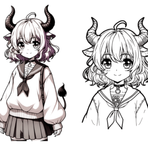 Anime-Style Taurus Girl With Horns And A Cute Outfit