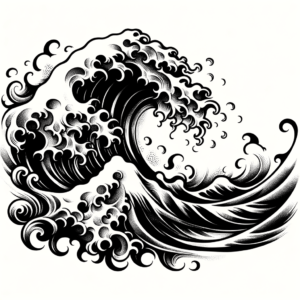 Anime-Style Wave With Bold Outlines