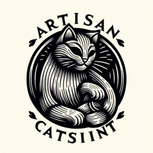 Artisan Cat With Woodcut Look