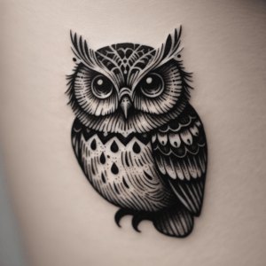 Artisan Owl With Hand-Drawn, Rustic Elements