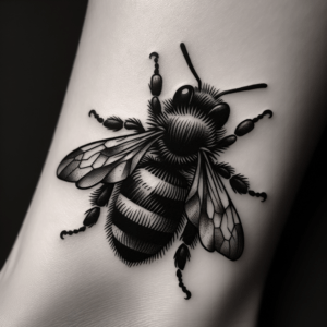Bee In Blackwork, Detailed And Dark