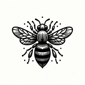 Bee In Blackwork Style, Bold And Dark