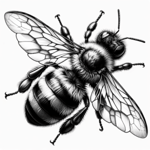 Bee In Realistic Style With Detailed Wings