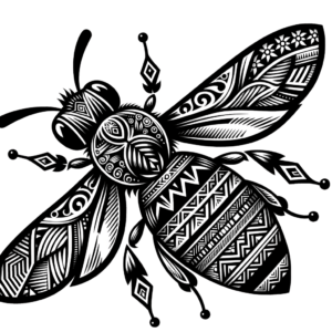 Bee With Tribal Patterns, Blackwork