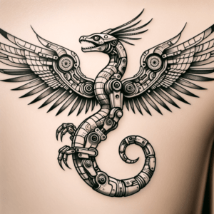Biomechanical Quetzalcoatl With Robotic Features