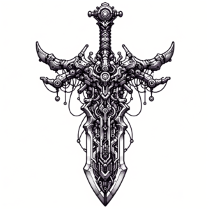 Biomechanical Sword With Tech Details