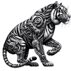 Biomechanical Tiger With Robotic Features