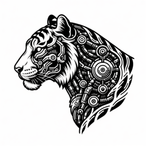 Biomechanical Tiger With Tech Elements