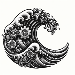 Biomechanical Wave With Gear Motifs