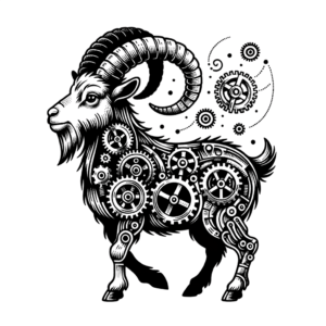 Biomechanics Capricorn Goat With Gears And Cogs