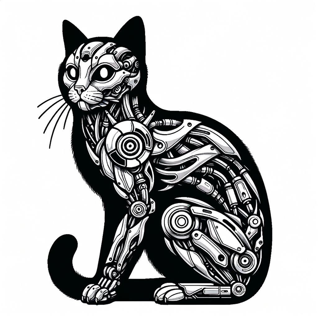 Biomechanics Cat With Robotic Parts