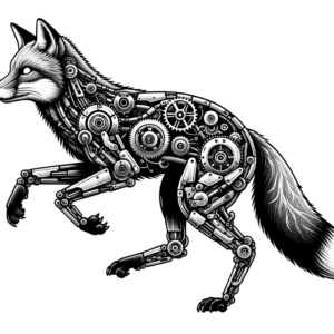 Biomechanics Fox With Robotic Limbs And Gears