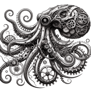 Biomechanics Kraken Fused With Gears And Metal