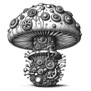 Biomechanics Mushroom With Gears And Circuits