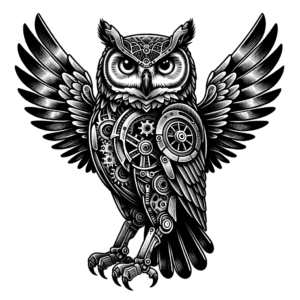 Biomechanics Owl With Mechanical Wings