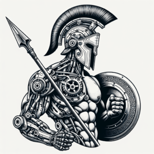 Biomechanics Spartan Warrior With Mechanical Parts