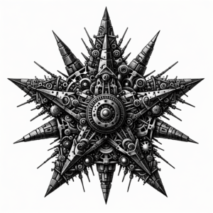 Biomechanics Star With Mechanical Elements And Textures