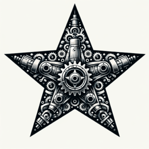 Biomechanics Star With Mechanical Elements And Textures