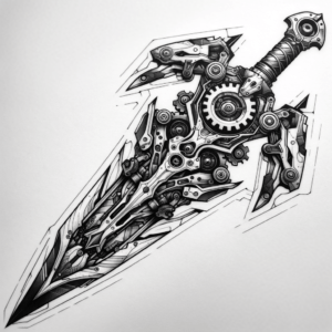 Biomechanics Sword With Gear Details