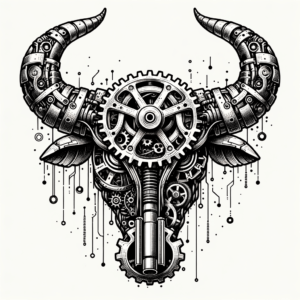 Biomechanics Taurus Symbol With Mechanical Parts