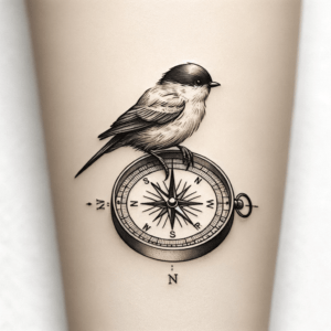Bird Perched On A Compass