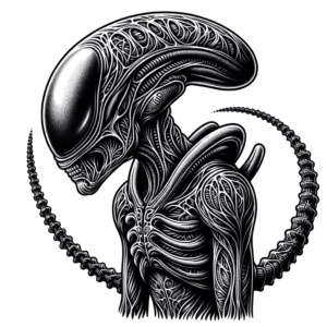 Blackwork Alien With High Contrast