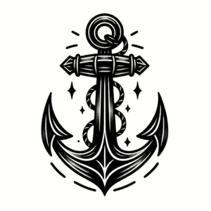 Blackwork Anchor With Heavy Black Ink