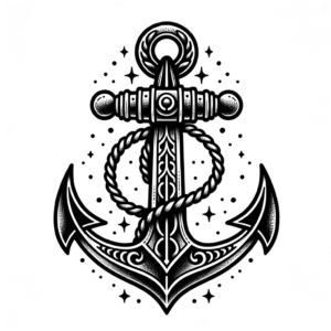 Blackwork Anchor With Solid Black Fills