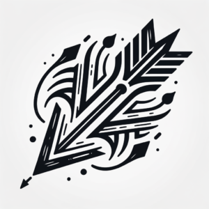 Blackwork Arrow With Bold, Solid Black Lines