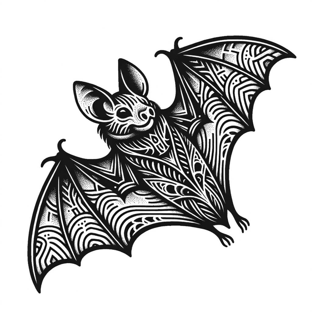 Blackwork Bat With Intricate Patterns