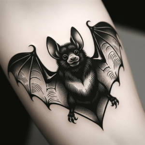 Blackwork Bat With Solid Black Ink