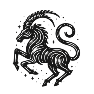 Blackwork Capricorn Constellation With Solid Black
