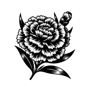 Blackwork Carnation With Strong Contrast