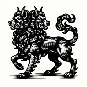 Blackwork Cerberus With Solid Black Ink And Bold Contrasts