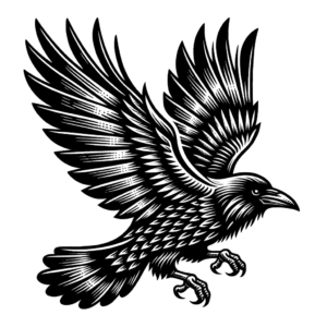 Blackwork Crow In Flight